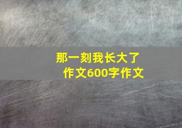 那一刻我长大了作文600字作文