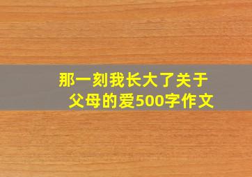 那一刻我长大了关于父母的爱500字作文