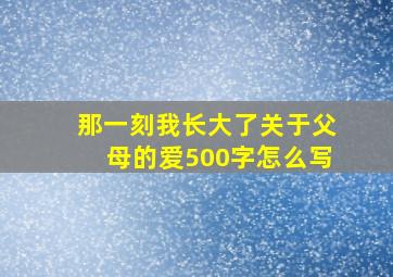 那一刻我长大了关于父母的爱500字怎么写