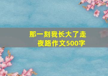 那一刻我长大了走夜路作文500字