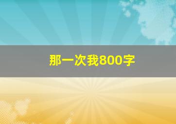 那一次我800字