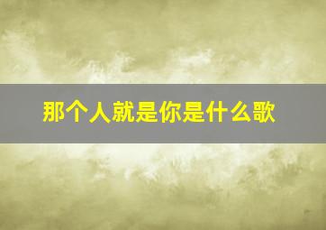 那个人就是你是什么歌