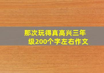 那次玩得真高兴三年级200个字左右作文