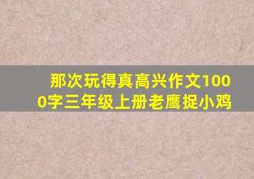 那次玩得真高兴作文1000字三年级上册老鹰捉小鸡