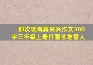 那次玩得真高兴作文300字三年级上册打雪仗堆雪人