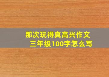 那次玩得真高兴作文三年级100字怎么写