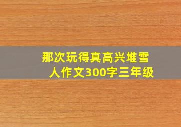 那次玩得真高兴堆雪人作文300字三年级