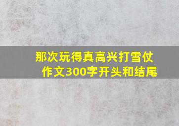 那次玩得真高兴打雪仗作文300字开头和结尾