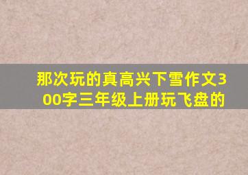 那次玩的真高兴下雪作文300字三年级上册玩飞盘的