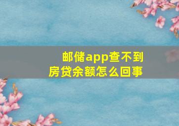 邮储app查不到房贷余额怎么回事