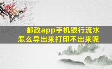 邮政app手机银行流水怎么导出来打印不出来呢