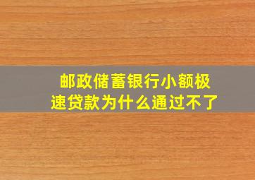 邮政储蓄银行小额极速贷款为什么通过不了