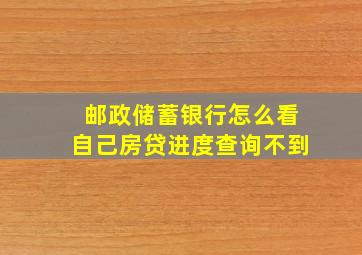 邮政储蓄银行怎么看自己房贷进度查询不到