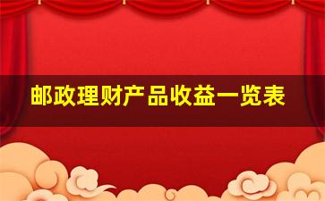 邮政理财产品收益一览表