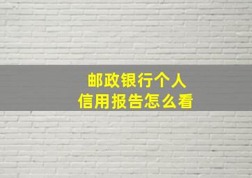 邮政银行个人信用报告怎么看