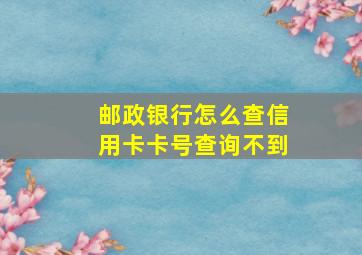 邮政银行怎么查信用卡卡号查询不到