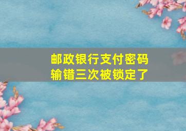 邮政银行支付密码输错三次被锁定了