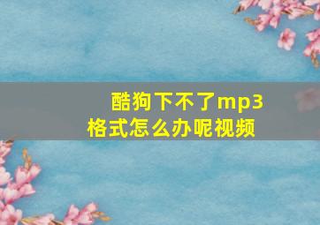 酷狗下不了mp3格式怎么办呢视频