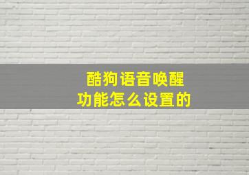 酷狗语音唤醒功能怎么设置的