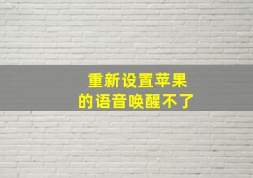 重新设置苹果的语音唤醒不了