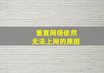 重置网络依然无法上网的原因