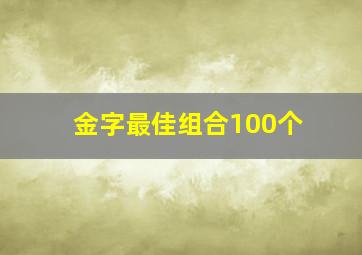 金字最佳组合100个