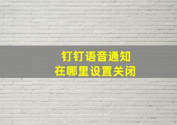 钉钉语音通知在哪里设置关闭