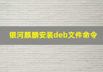 银河麒麟安装deb文件命令