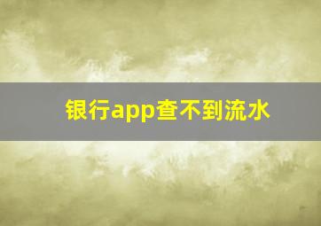 银行app查不到流水