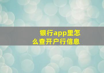 银行app里怎么查开户行信息