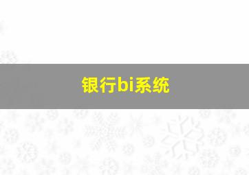 银行bi系统