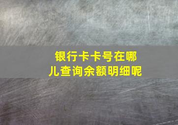 银行卡卡号在哪儿查询余额明细呢