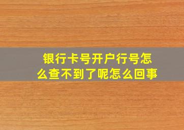 银行卡号开户行号怎么查不到了呢怎么回事