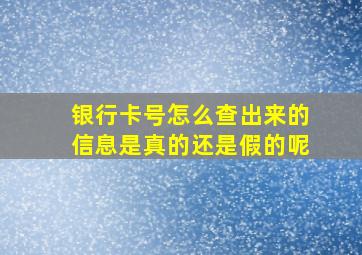 银行卡号怎么查出来的信息是真的还是假的呢