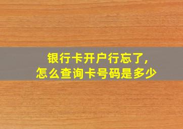 银行卡开户行忘了,怎么查询卡号码是多少