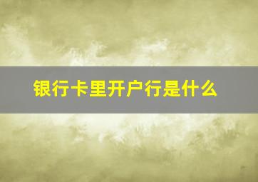 银行卡里开户行是什么