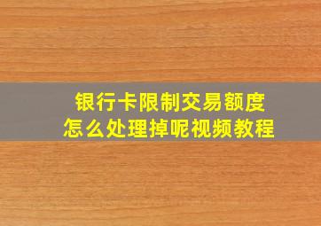 银行卡限制交易额度怎么处理掉呢视频教程