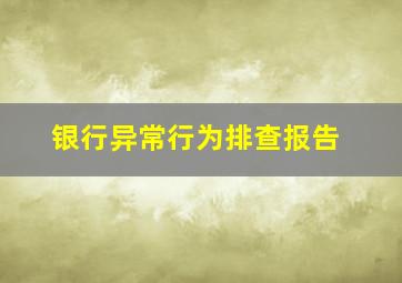 银行异常行为排查报告