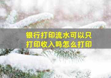 银行打印流水可以只打印收入吗怎么打印