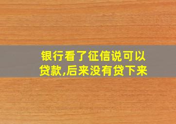 银行看了征信说可以贷款,后来没有贷下来