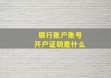 银行账户账号开户证明是什么