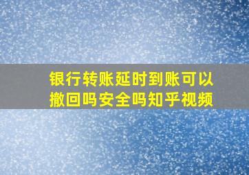 银行转账延时到账可以撤回吗安全吗知乎视频