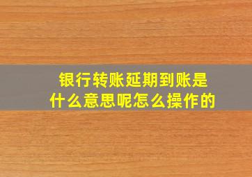 银行转账延期到账是什么意思呢怎么操作的