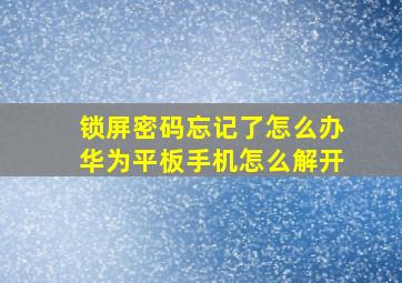 锁屏密码忘记了怎么办华为平板手机怎么解开