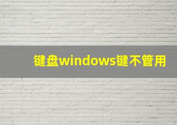 键盘windows键不管用