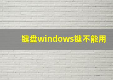 键盘windows键不能用