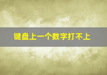 键盘上一个数字打不上