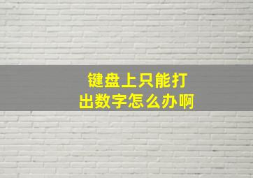 键盘上只能打出数字怎么办啊