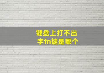 键盘上打不出字fn键是哪个