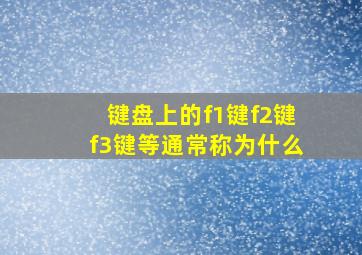 键盘上的f1键f2键f3键等通常称为什么